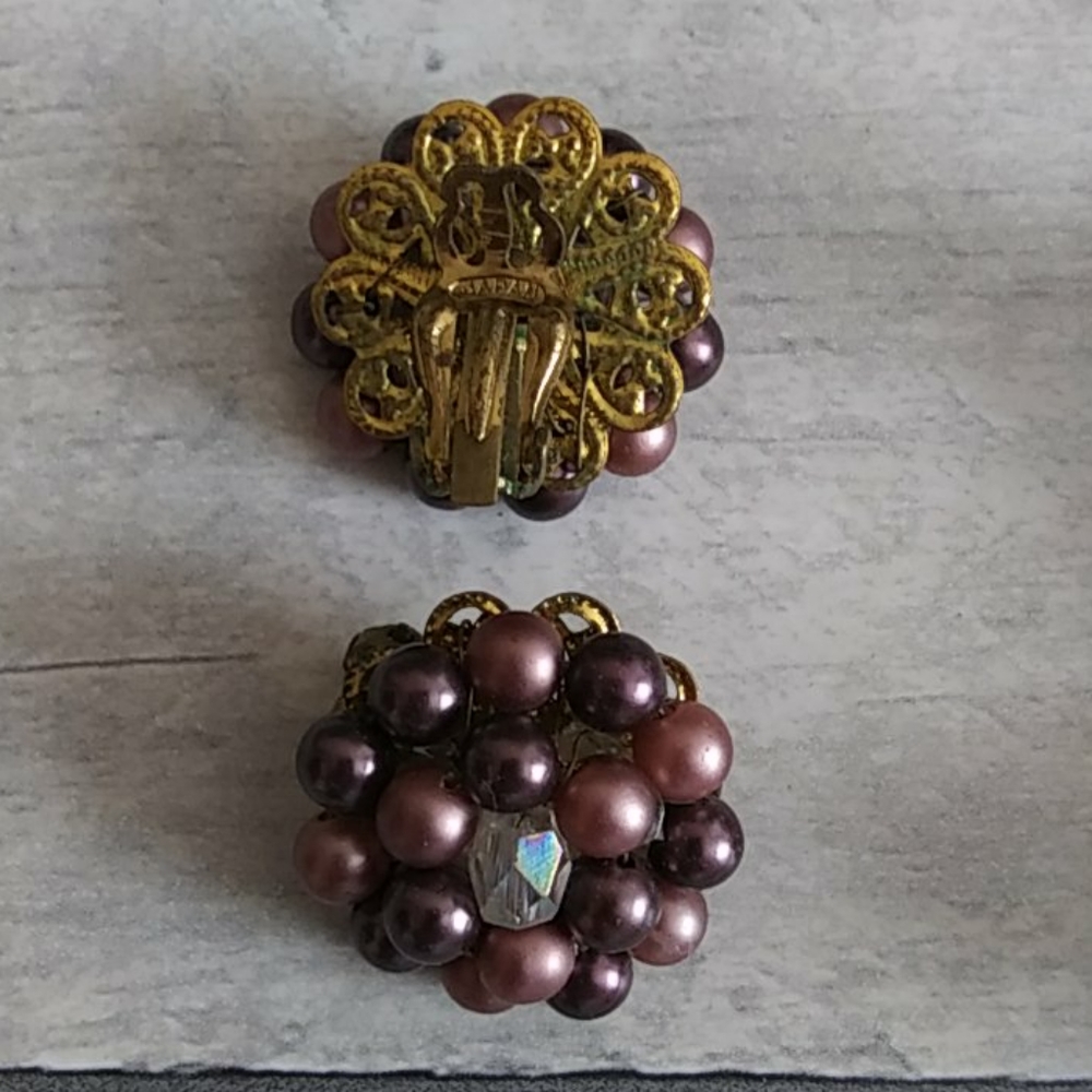 Lot 6 pr Earrings & 1 Pin Purple Costume Vtg - Picture 3 of 8